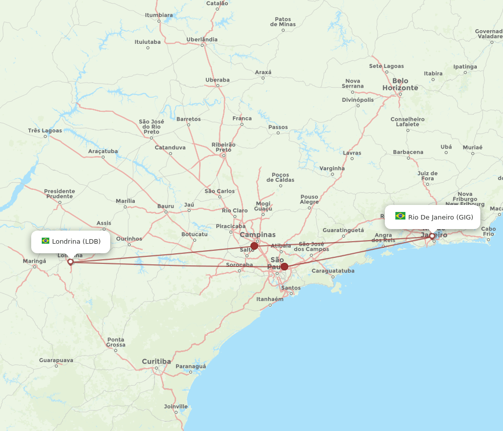 LDB-GIG flight routes