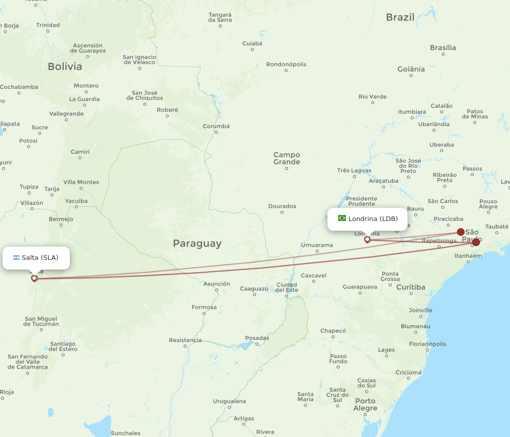 LDB-SLA flight routes