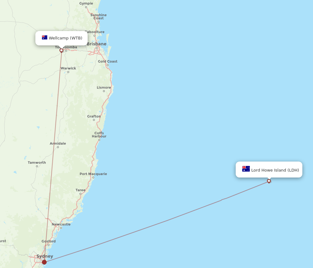 LDH-WTB flight routes