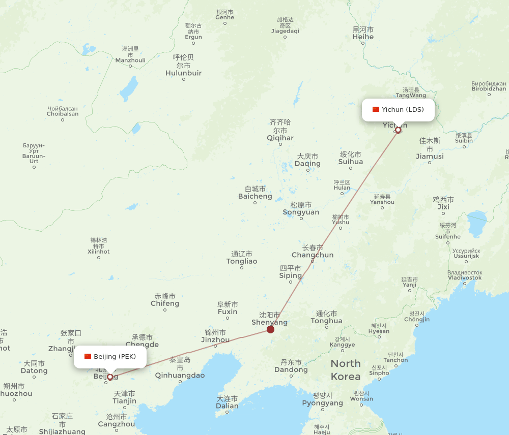 LDS-PEK flight routes