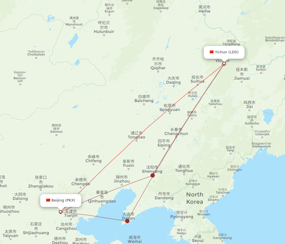 LDS-PKX flight routes