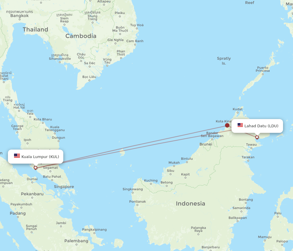 LDU-KUL flight routes