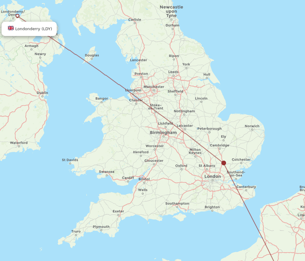 LDY-CDG flight routes