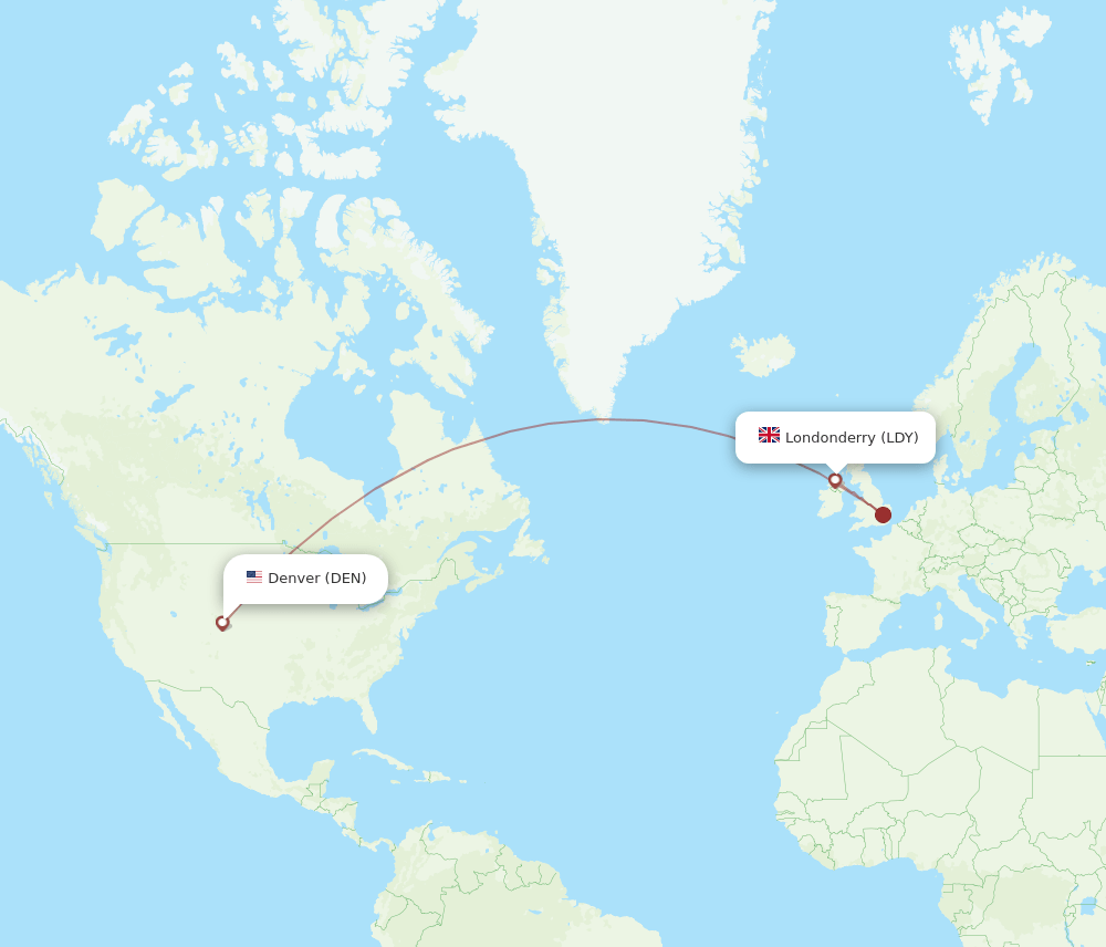 LDY-DEN flight routes