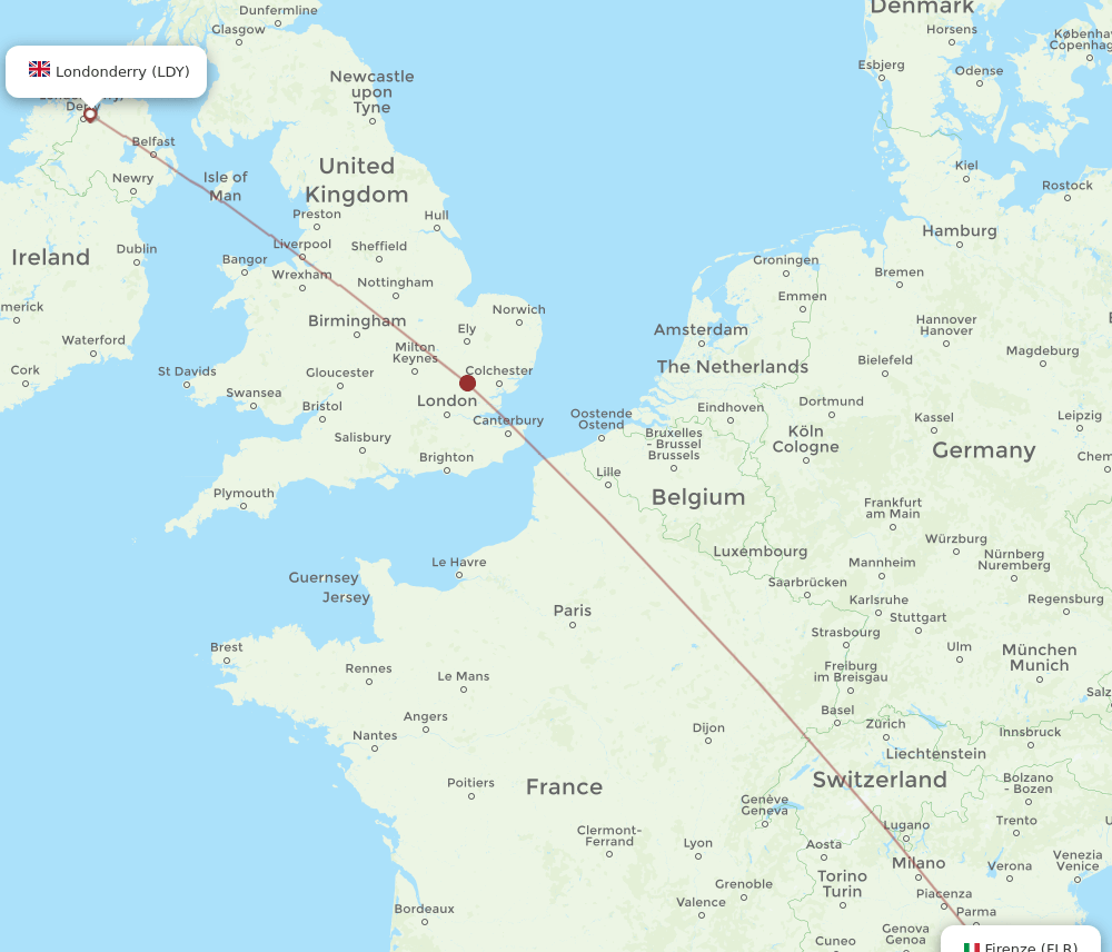 Florence - Derry route map and flight paths
