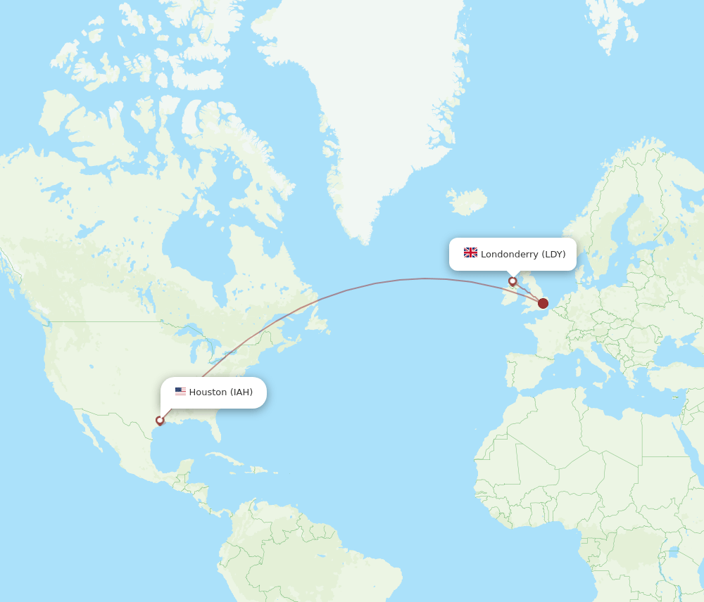 LDY-IAH flight routes