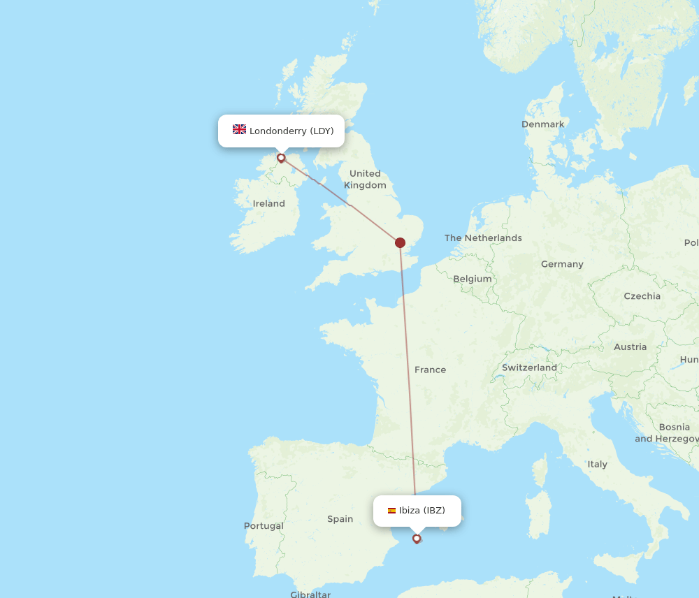 LDY-IBZ flight routes