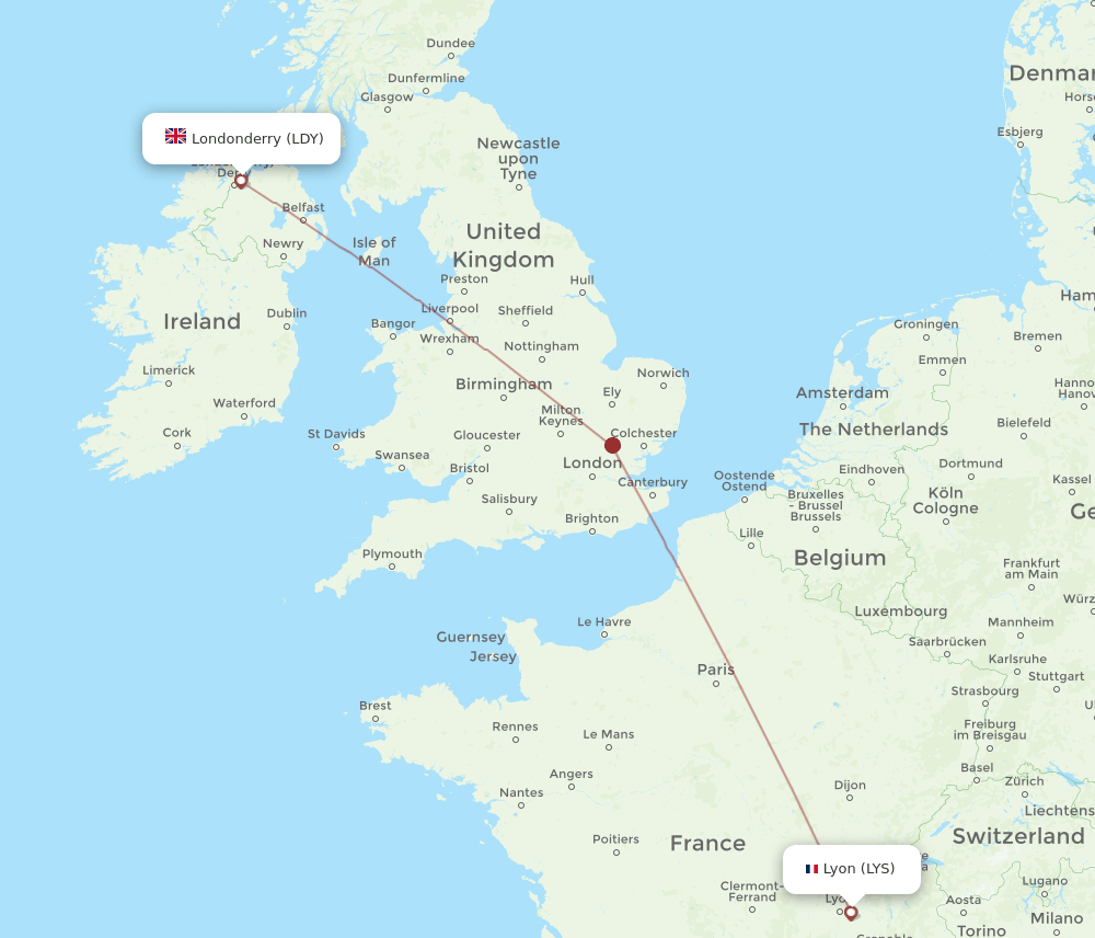 LDY-LYS flight routes