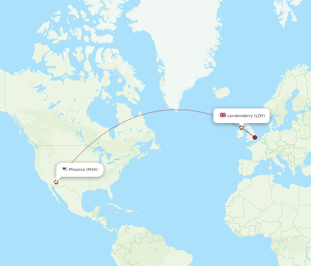 LDY-PHX flight routes