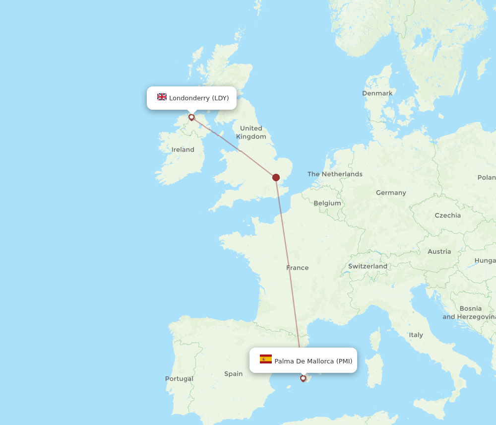 LDY-PMI flight routes