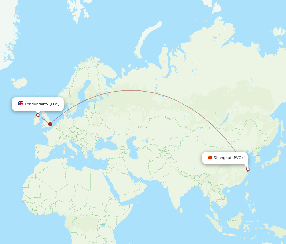 LDY-PVG flight routes