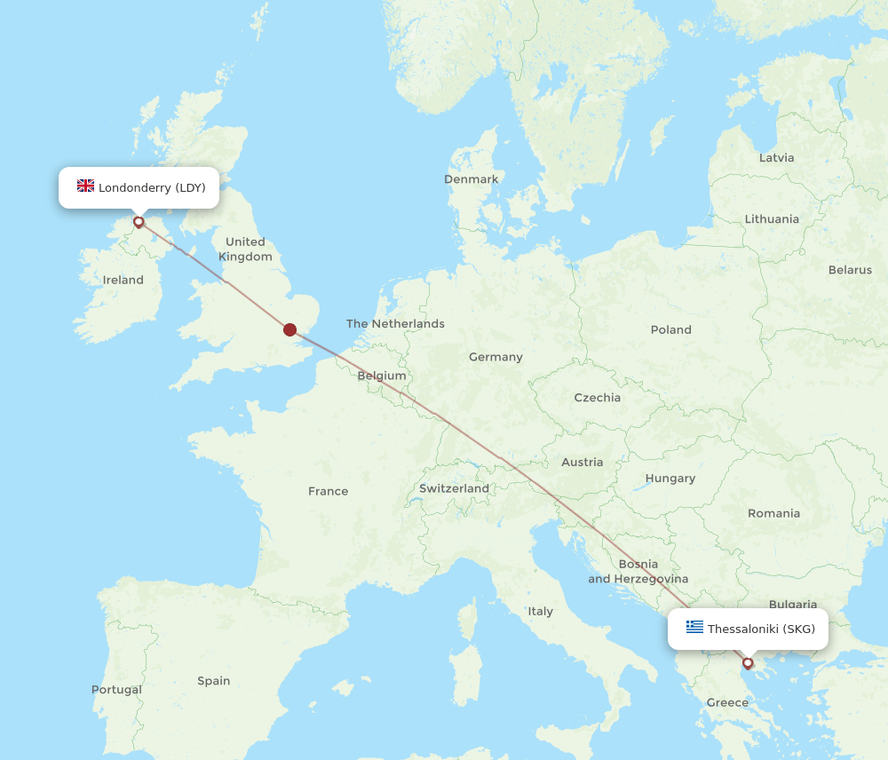 LDY-SKG flight routes
