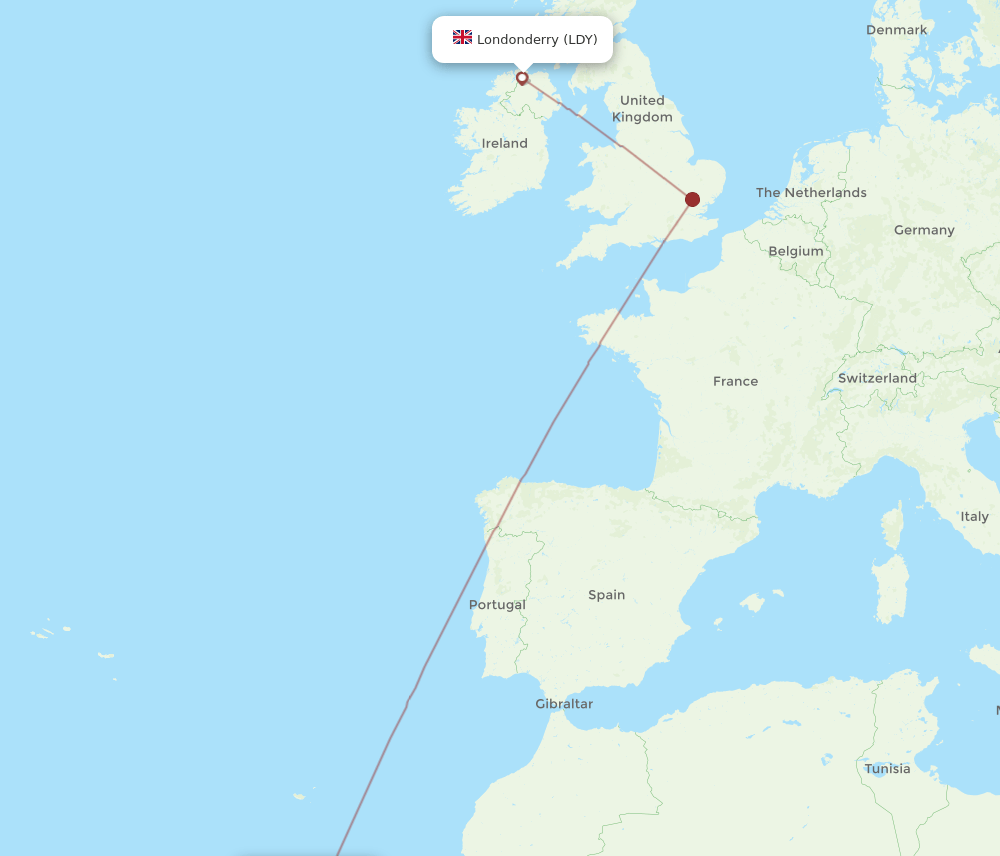 LDY-TFS flight routes