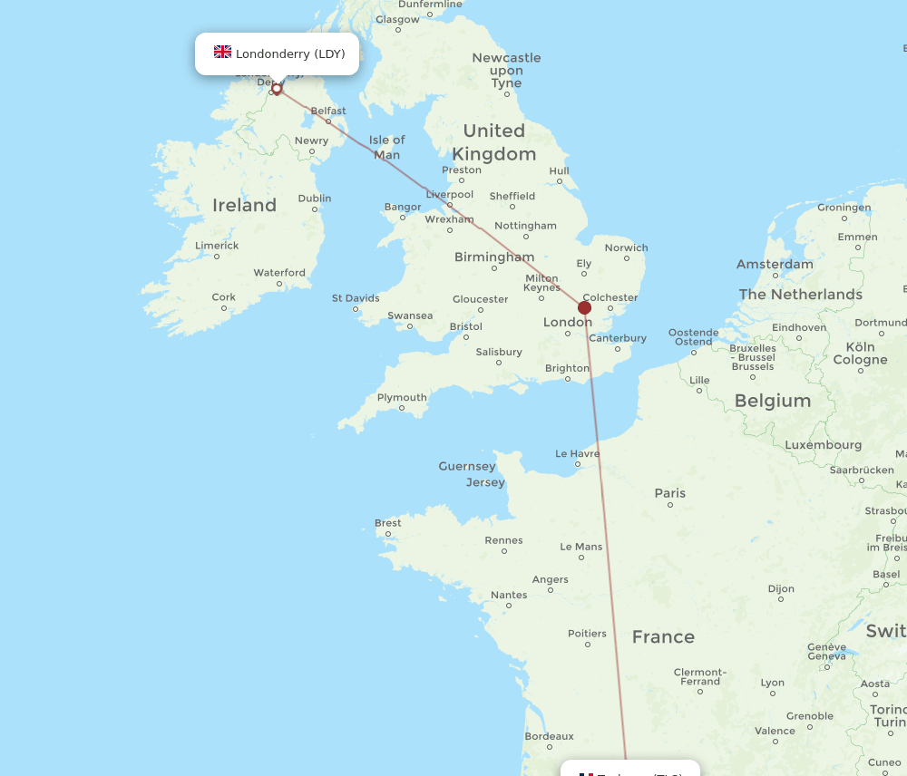LDY-TLS flight routes