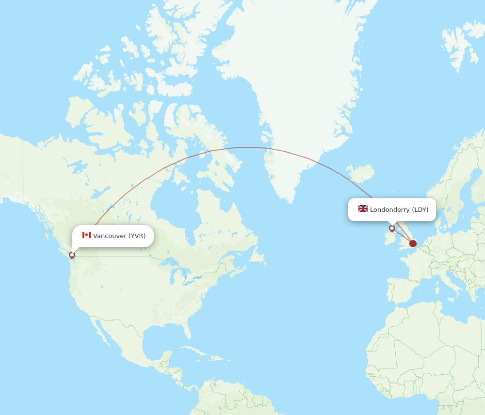 LDY-YVR flight routes