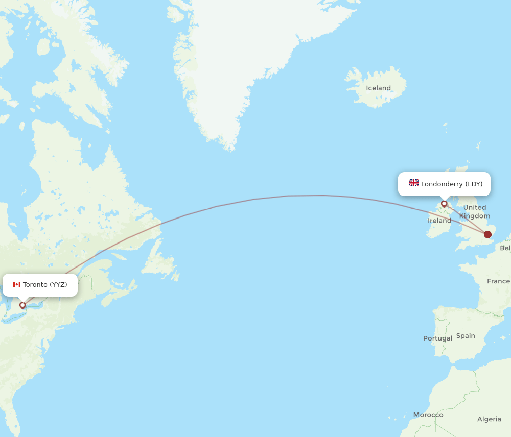 LDY-YYZ flight routes