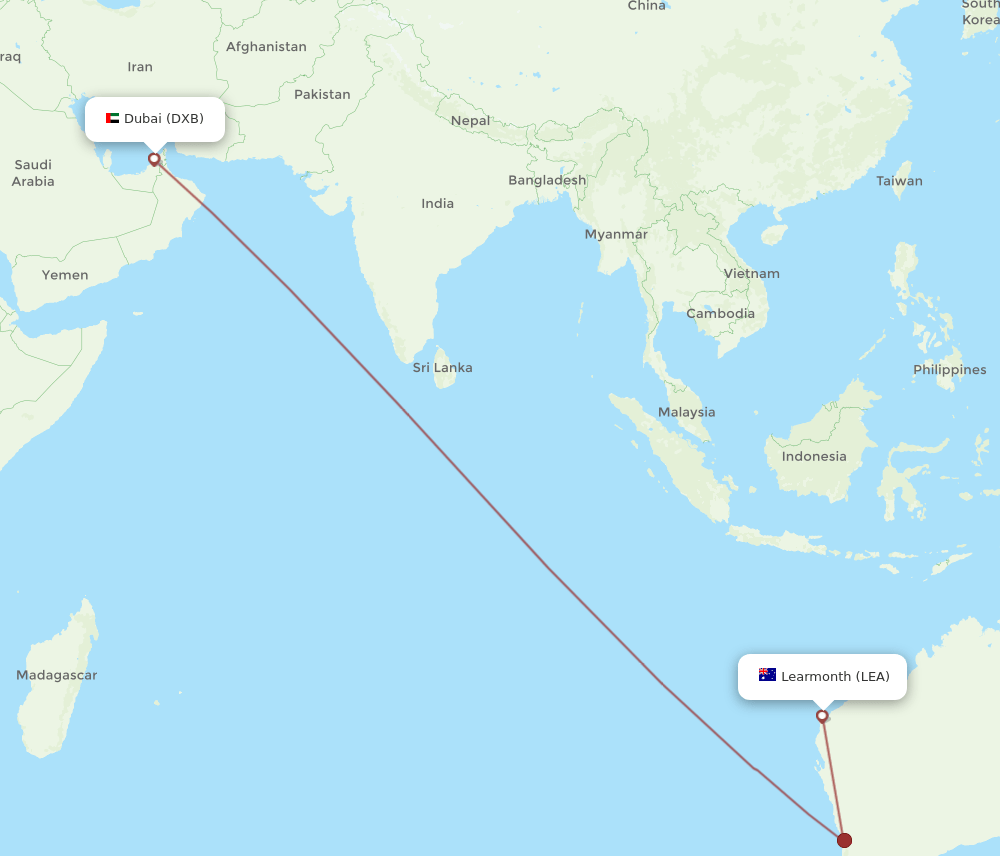 LEA-DXB flight routes