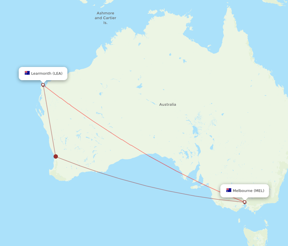 LEA-MEL flight routes
