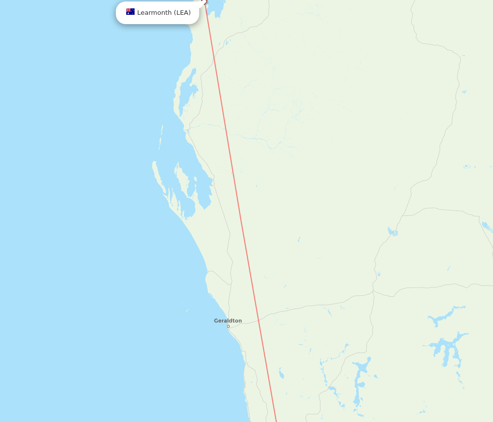 Learmonth - Perth route map and flight paths