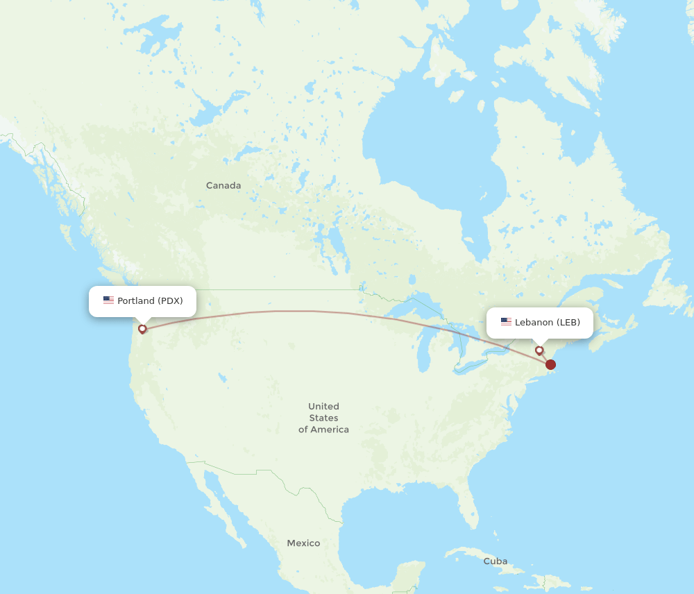 LEB-PDX flight routes