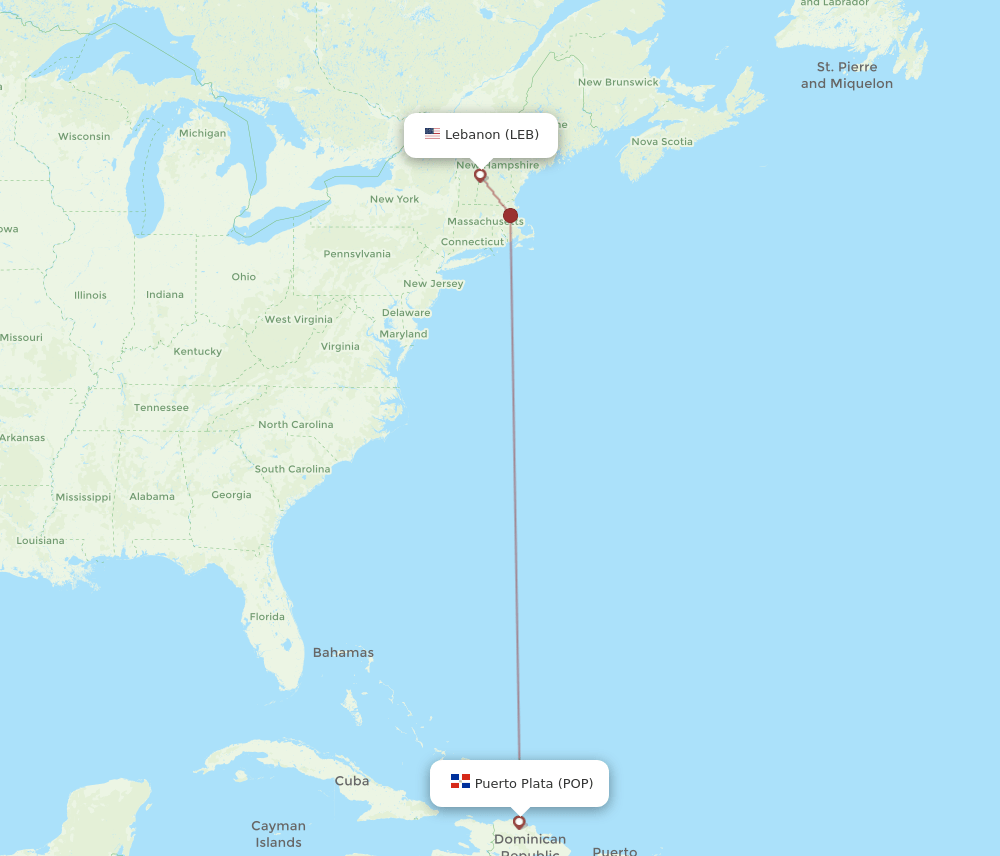 LEB-POP flight routes