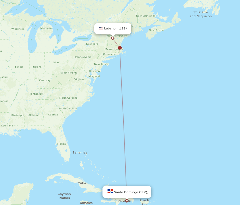 LEB-SDQ flight routes