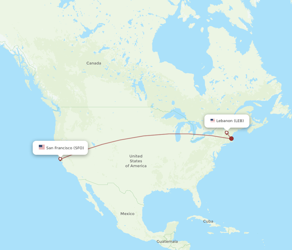 LEB-SFO flight routes