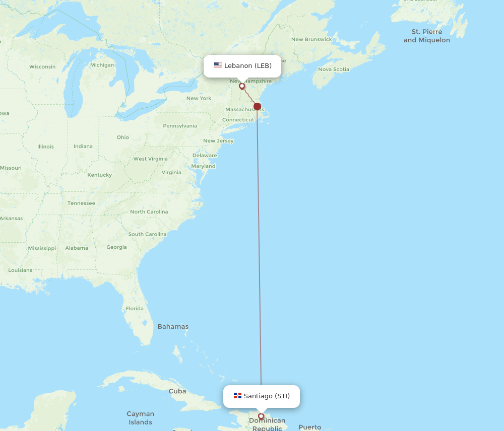 LEB-STI flight routes