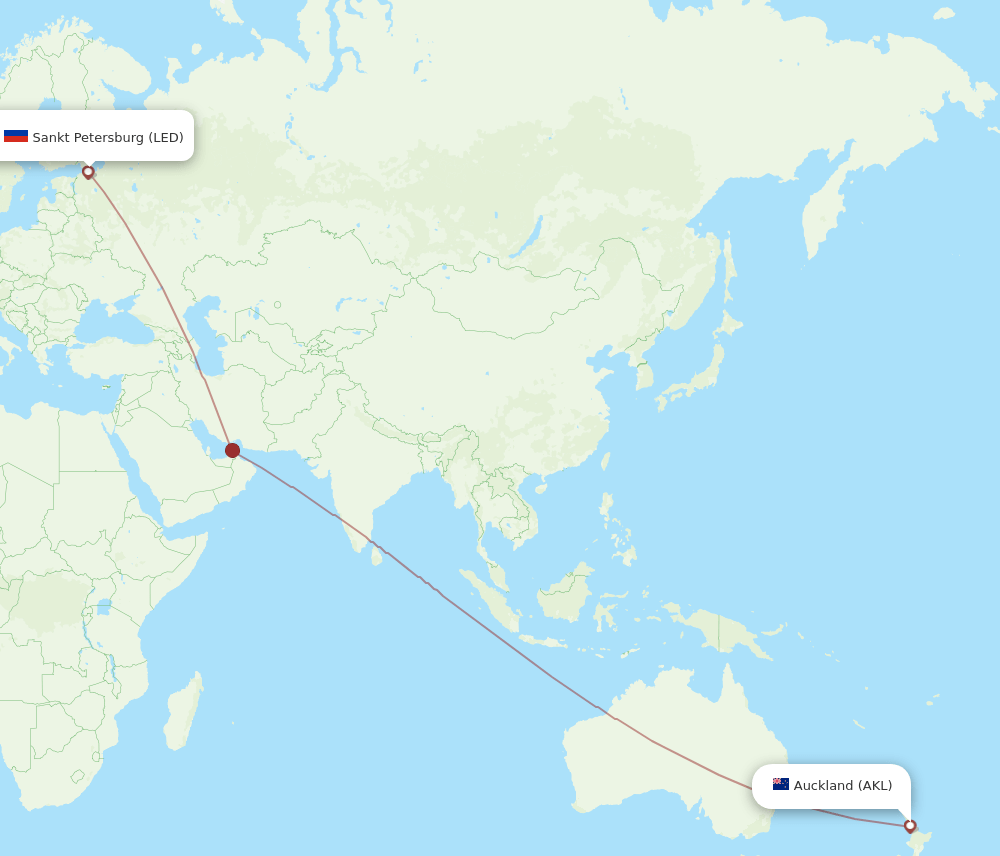 LED-AKL flight routes