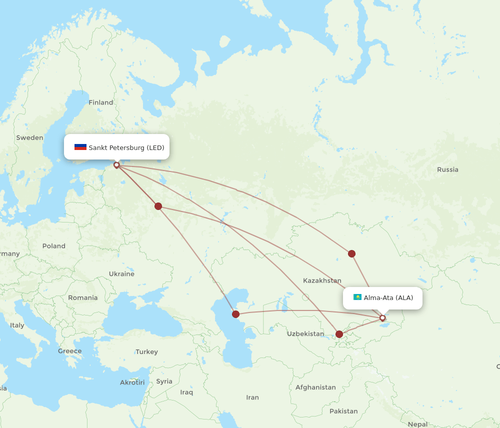 LED-ALA flight routes