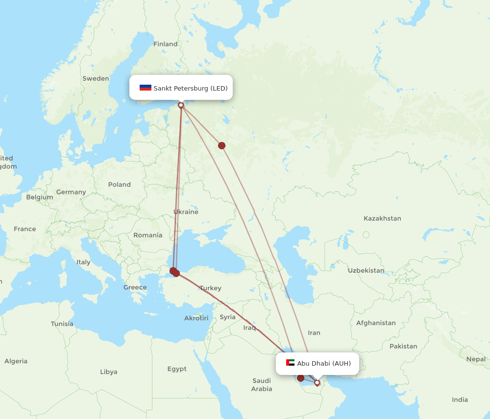 LED-AUH flight routes