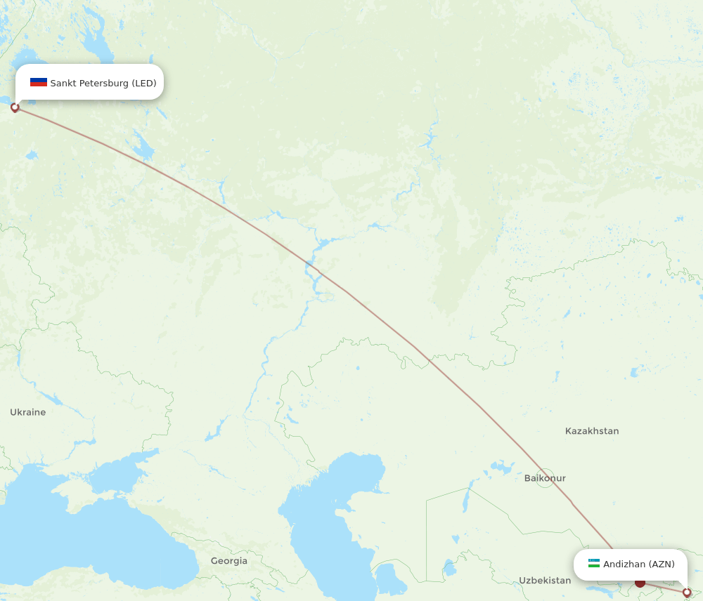 LED to AZN flights and routes map