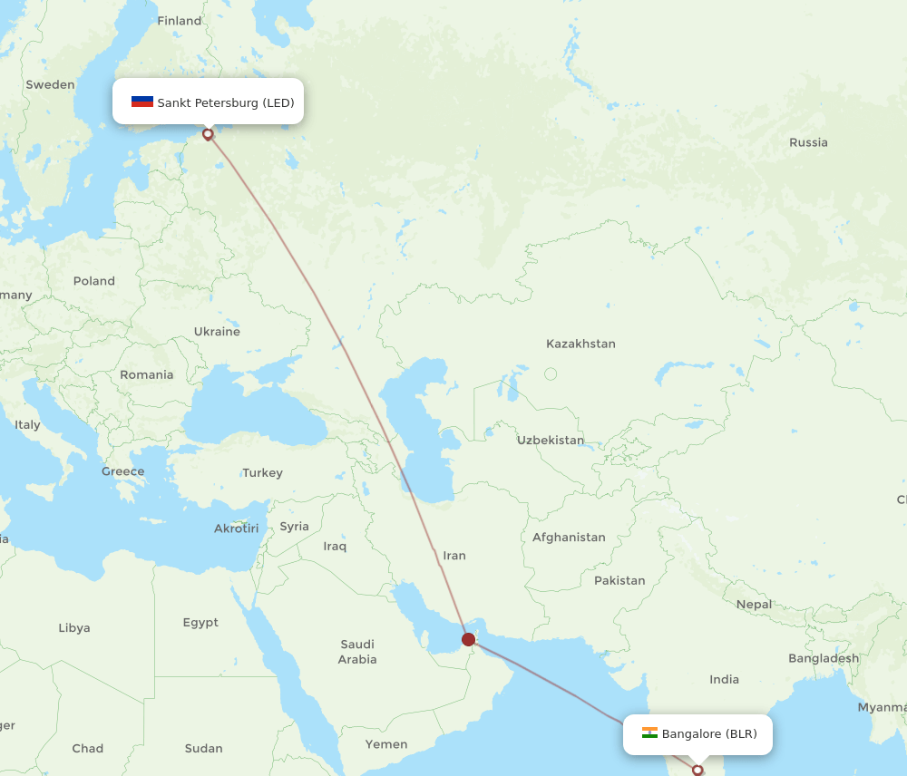 LED-BLR flight routes