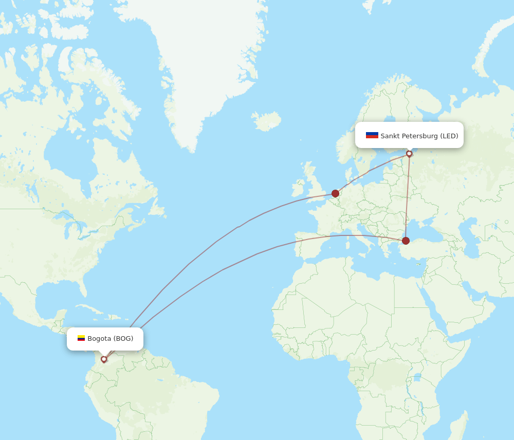 LED-BOG flight routes