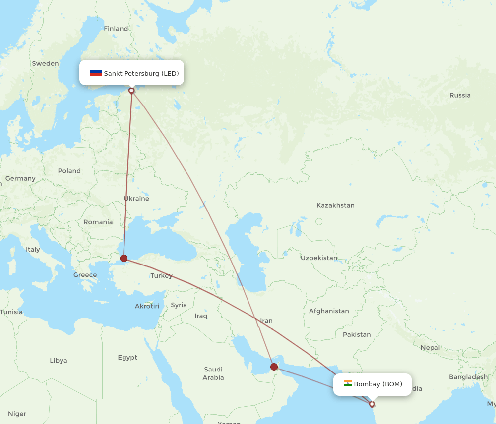 LED-BOM flight routes
