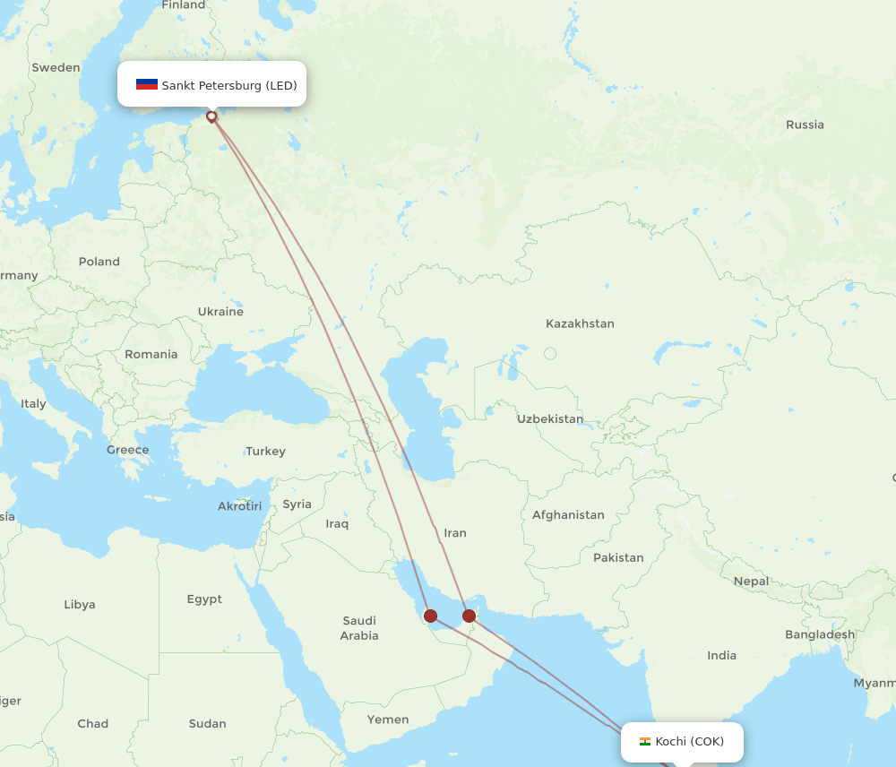 LED-COK flight routes
