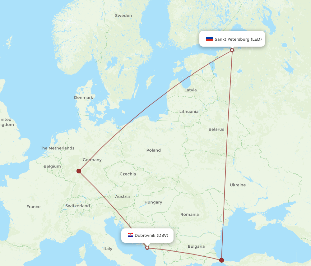 LED-DBV flight routes