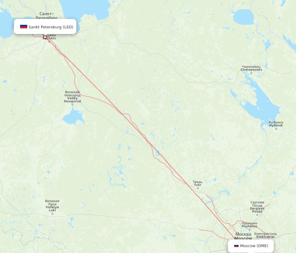 LED to DME flights and routes map