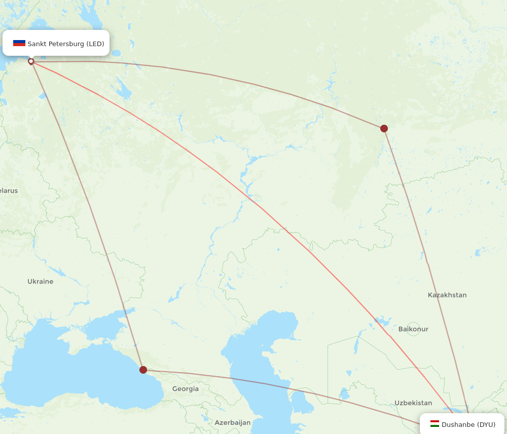 LED to DYU flights and routes map