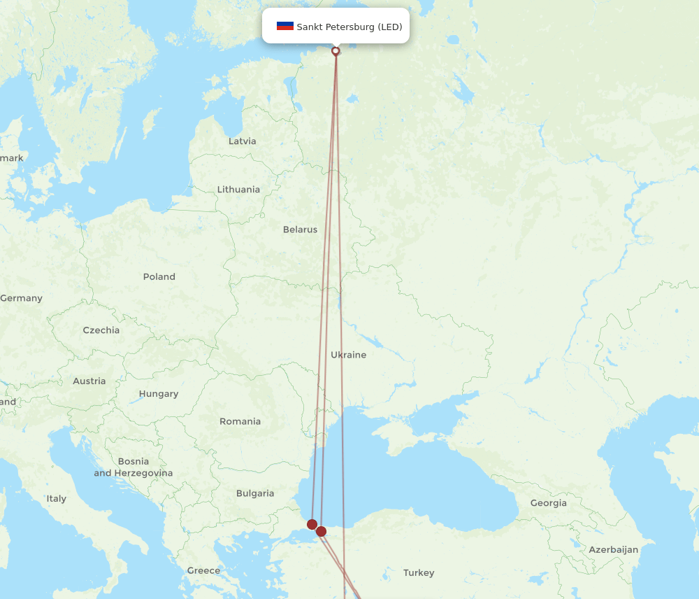 LED to ECN flights and routes map