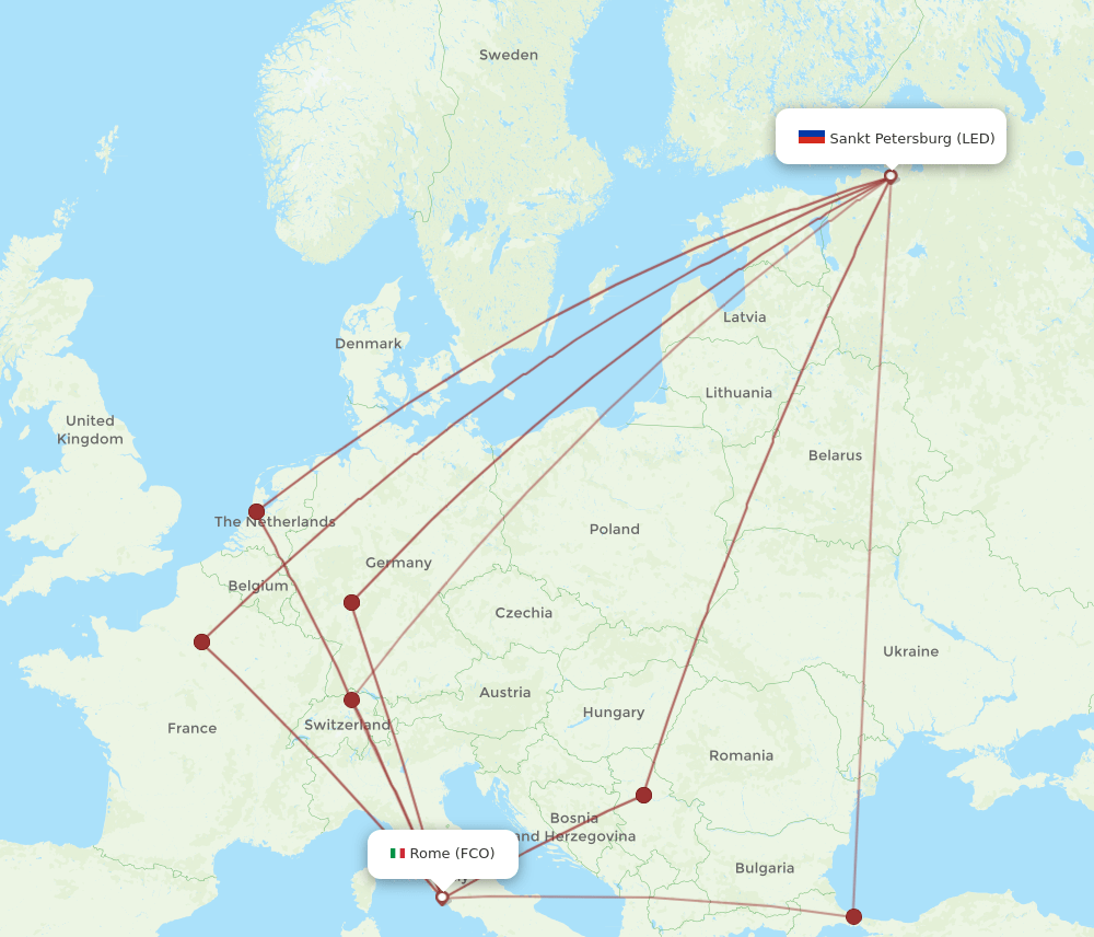 LED-FCO flight routes