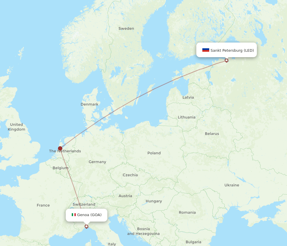 LED to GOA flights and routes map