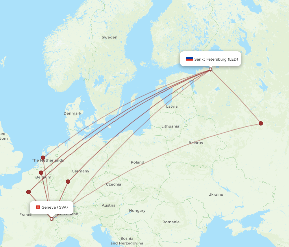 LED-GVA flight routes