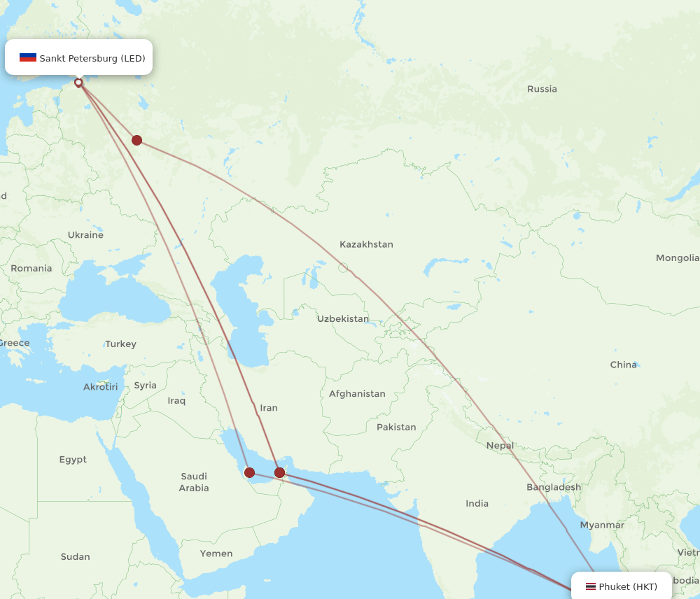 LED-HKT flight routes