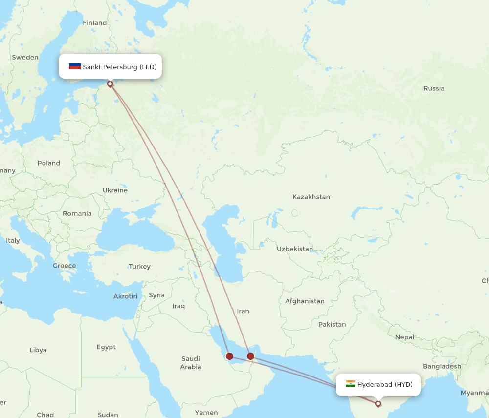 LED-HYD flight routes