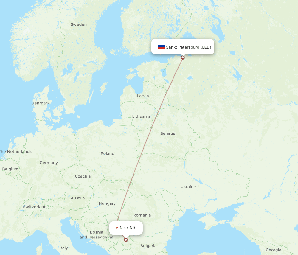 LED to INI flights and routes map
