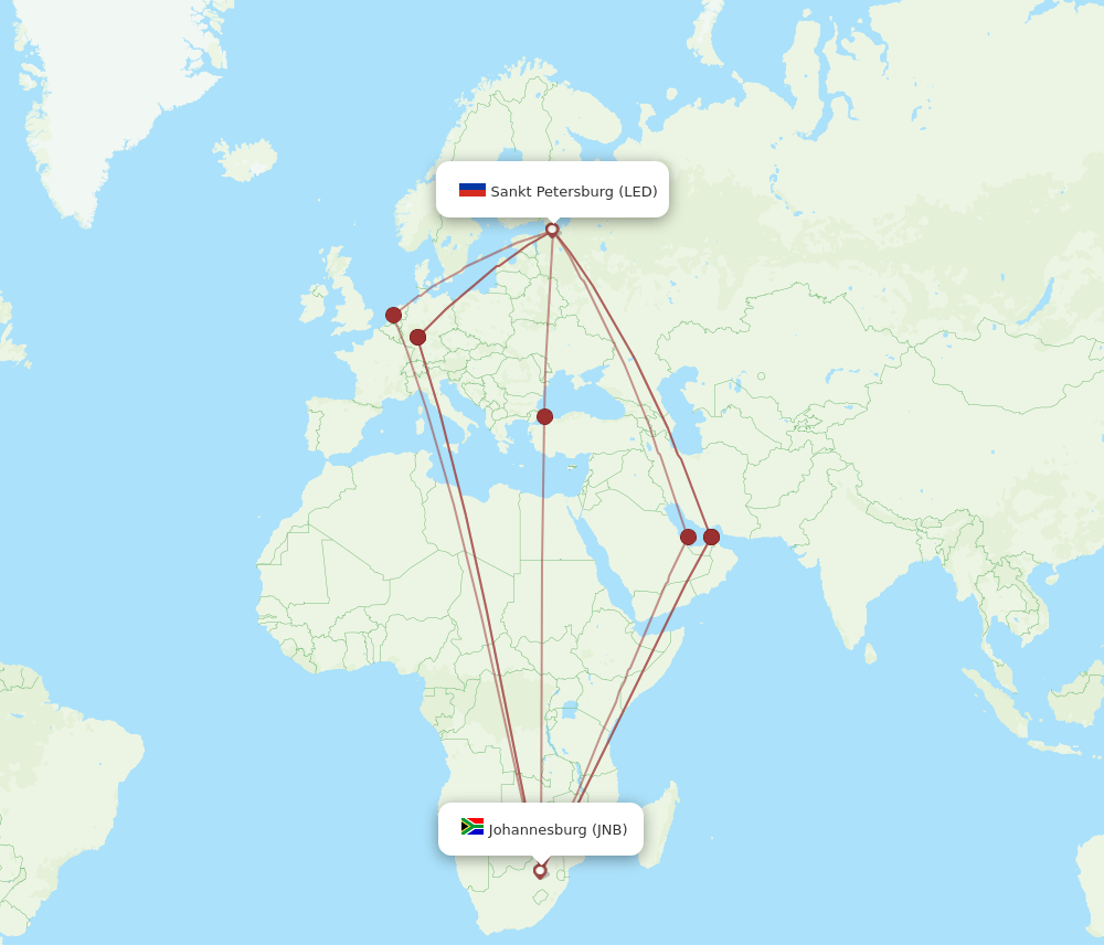 LED-JNB flight routes