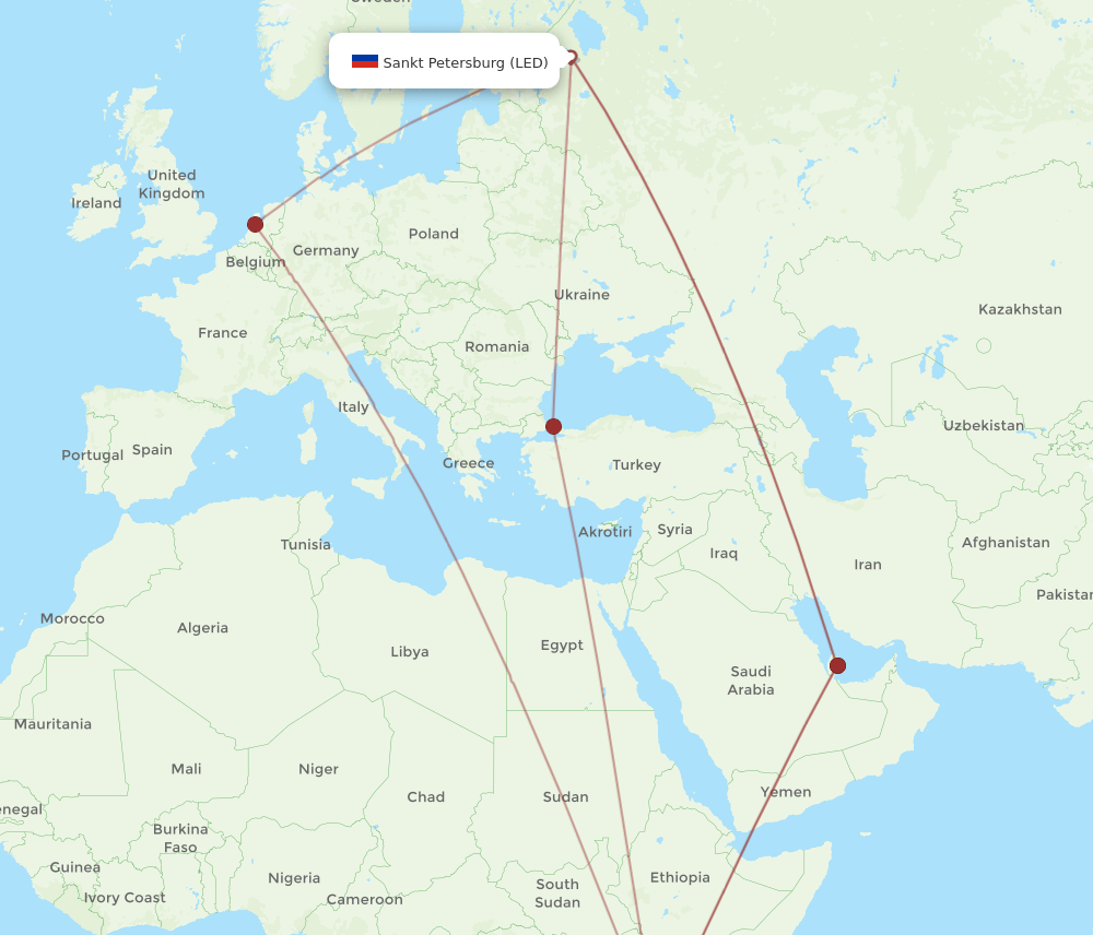 LED-JRO flight routes