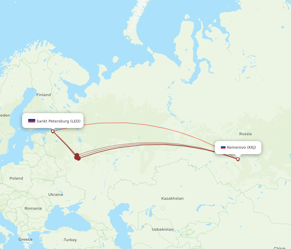 LED to KEJ flights and routes map