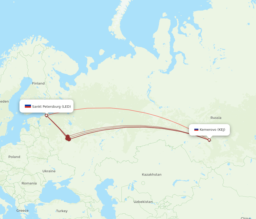 LED-KEJ flight routes
